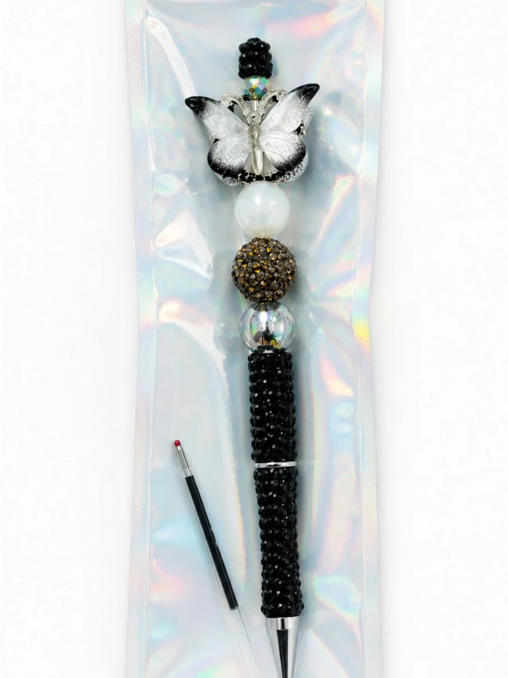 Crystal Butterfly Black Jeweled Pen handmade